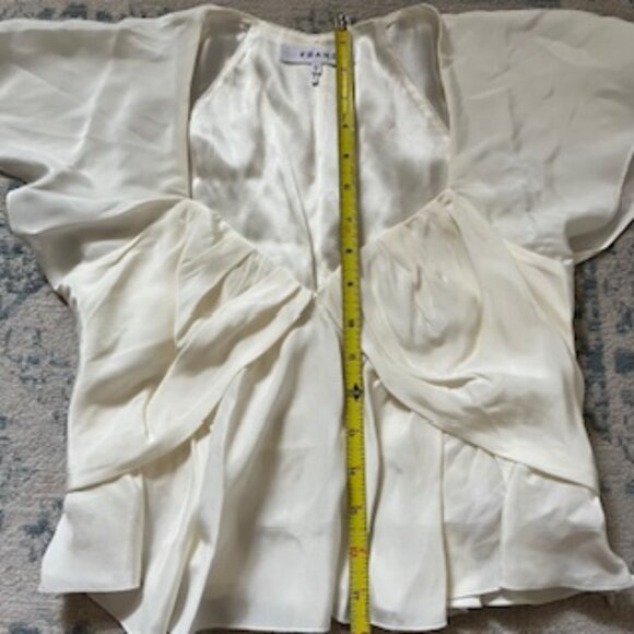 🧡3/15 FRAME Cream/Ivory Short Flutter Sleeve Silk Blouse Top Women's XS/TP - Picture 10 of 10
